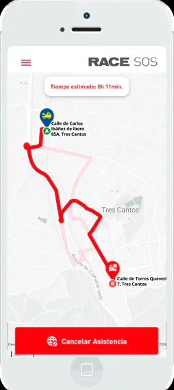 Cuando surge un imprevisto en carretera, APP RACE SOS 2