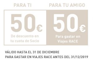 50€ descuento cuota socio y 50€ en viajes RACE