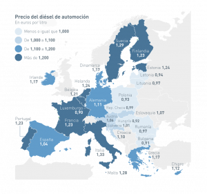 RACE precio gasolina Europa mapa diésel