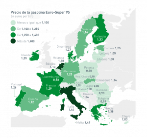 RACE precio gasolina Europa mapa gasolina