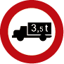 Señal entrada prohibida a vehículos destinados a transporte de mercancías con mayor peso autorizado que el indicado